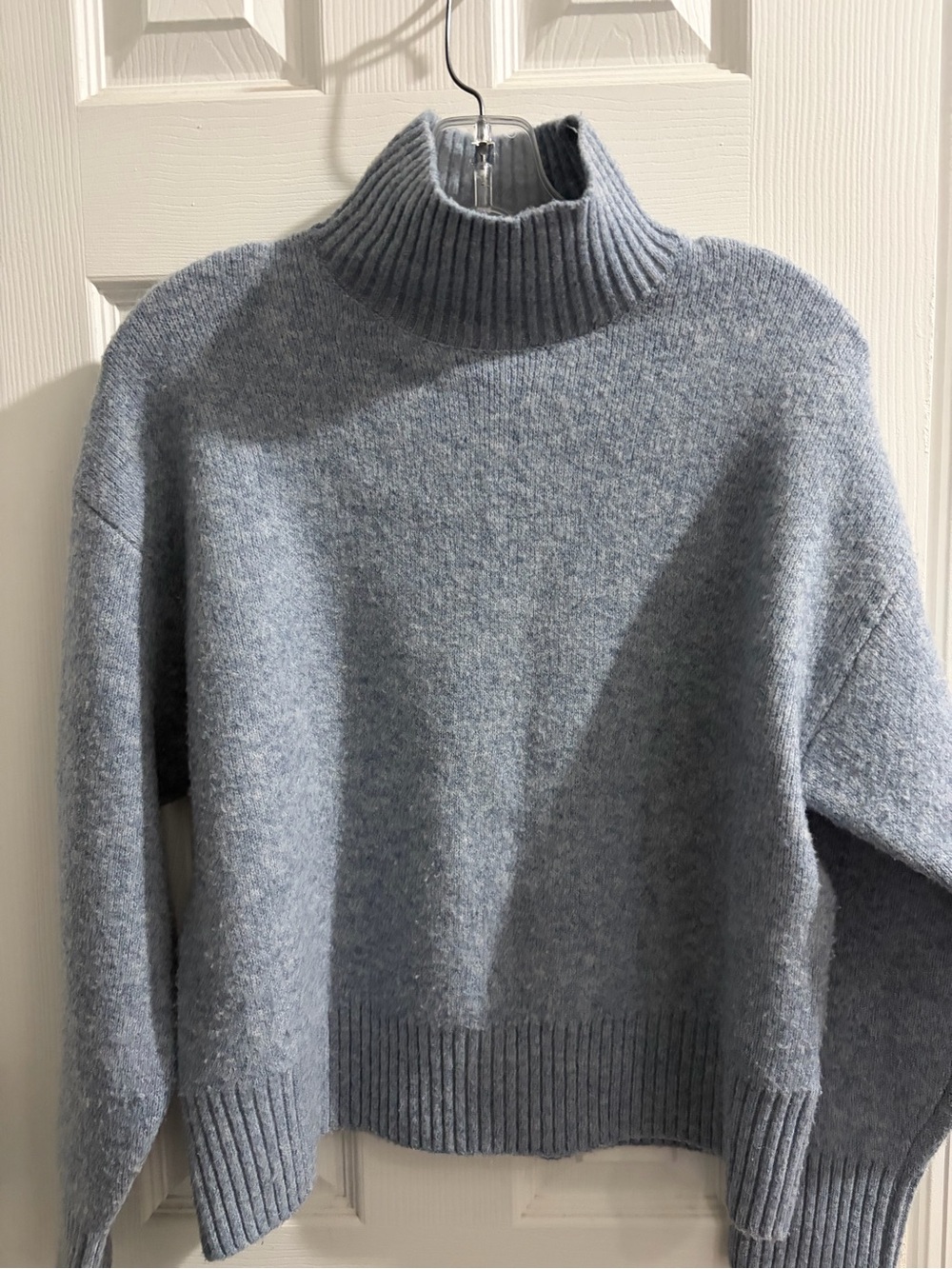 For The Republic Heathered Light Blue Turtleneck Sweater